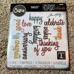 Sizzix celebration Words Script Thinlits Die Set